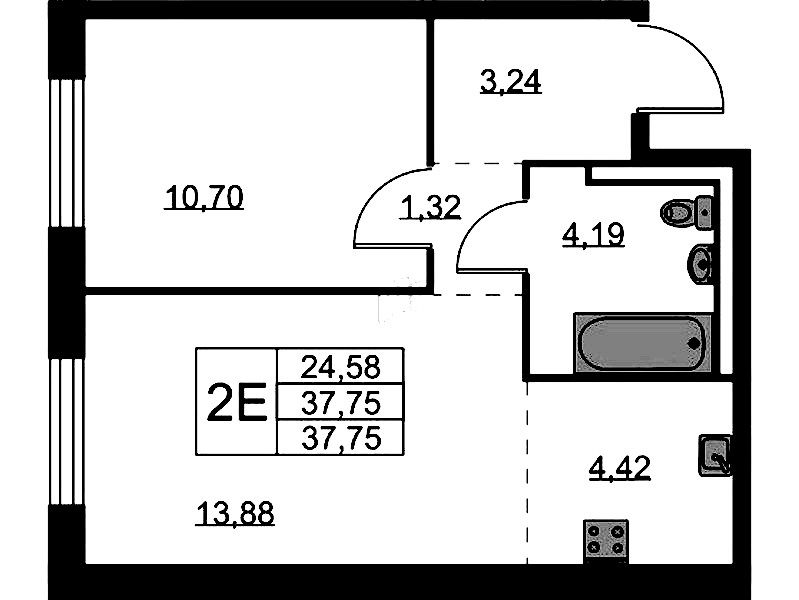 1-комнатная квартира 37.75 м², 2/9 эт., ЖК «Квартал Лаголово»